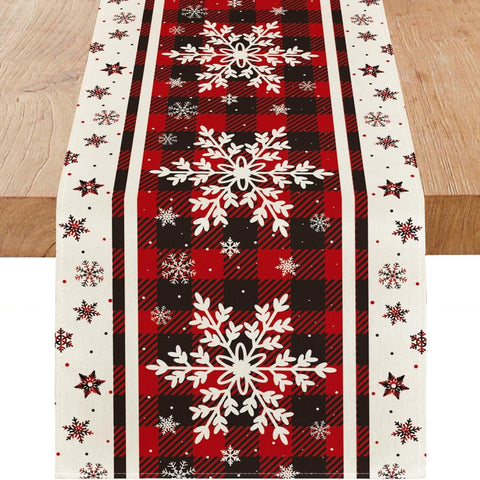 Niviy corredor de mesa navideño con copo de nieve para crear ambiente festivo.