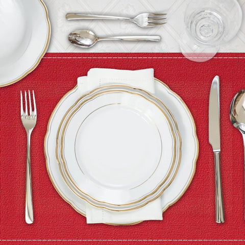 Niviy Salvamanteles diseño rojo rectangular para cena festiva