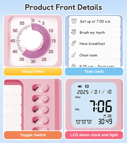 Nixroork reloj digital integrado rosa para sesiones de estudio