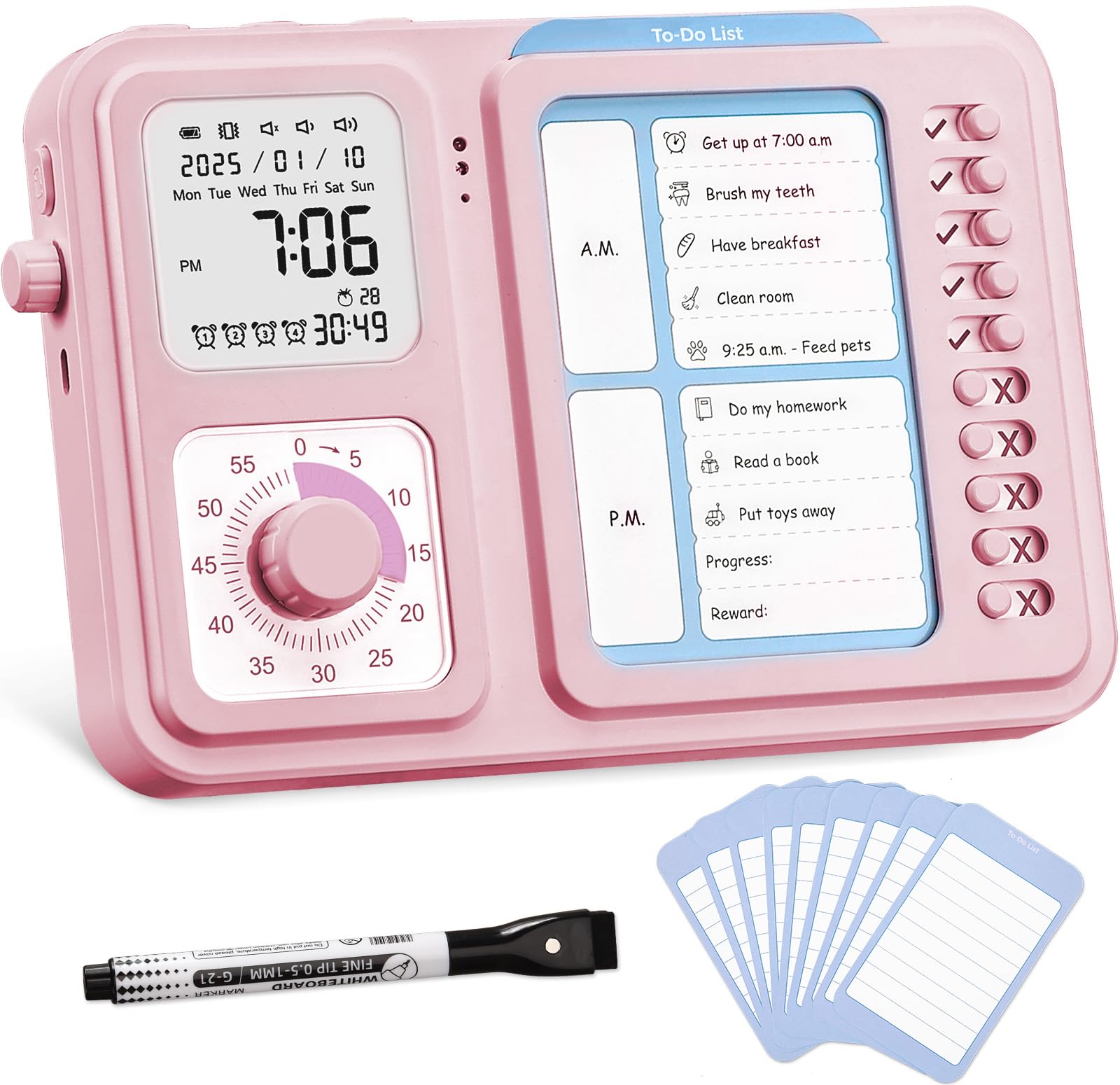 Nixroork temporizador visual tres en uno rosa para gestionar el tiempo