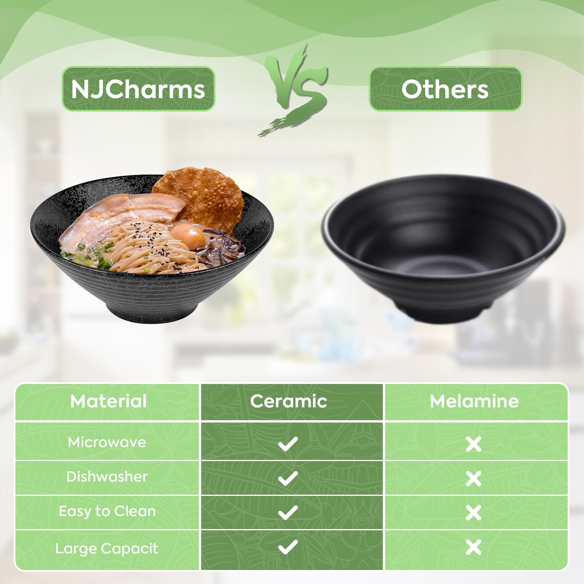 NJCHARMS cucharas y palillos incluidos para comer ramen como en un restaurante