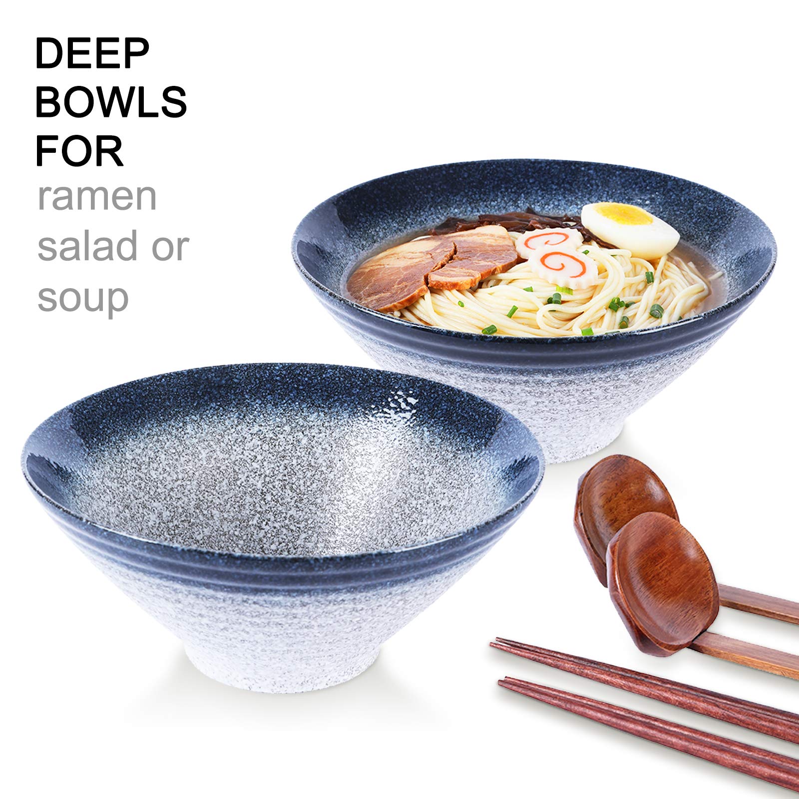 NJCHARMS cuenco ramen con cuchara y palillos para servicio inmediato