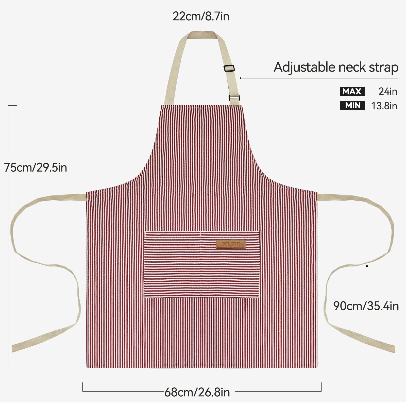 NLUS delantal, ajuste de cuello ajustable para mayor comodidad en cocina