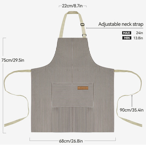 NLUS delantal cocina con ajuste de cuello y bolsillos espaciosos