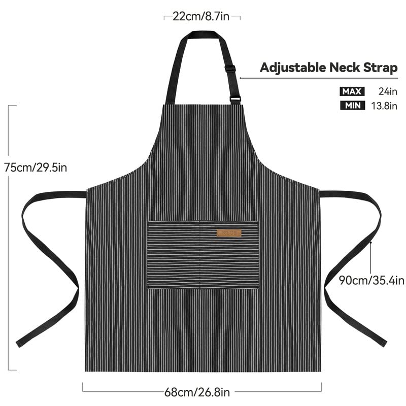 Delantal NLUS ajustable con cuello y cintas, cómodo para largas jornadas en la cocina.