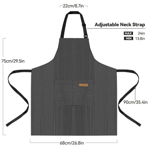 Delantal NLUS ajustable con cuello y cintas, cómodo para largas jornadas en la cocina.