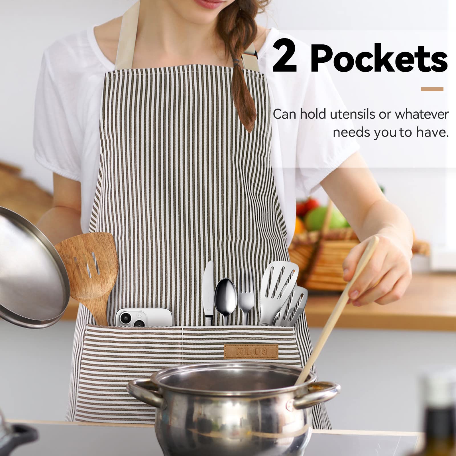 NLUS delantal para hombre y mujer, diseño multiuso para cocina y barbacoa