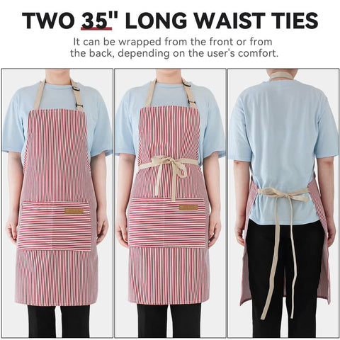 Delantal NLUS de rayas rosas, estilo fresco para cocina y repostería.
