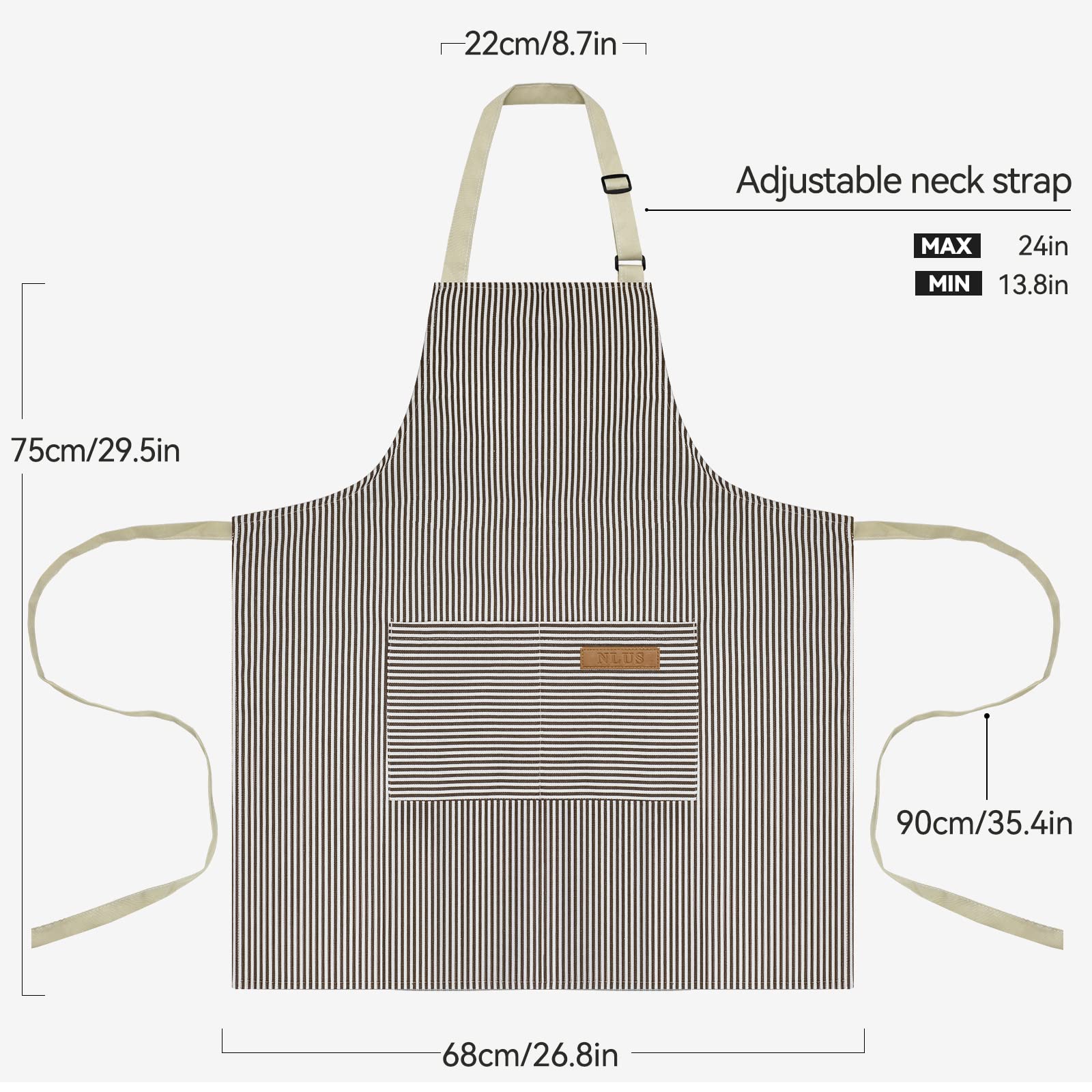NLUS delantal uso-multisectorial, adecuado para casa, restaurante y jardín.