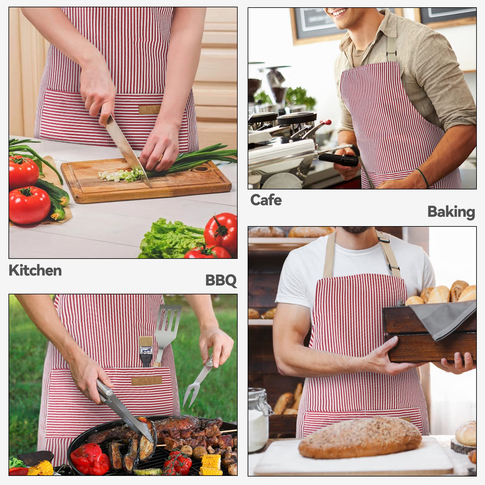 NLUS delantal para mujeres y hombres, ideal para tareas de cocina