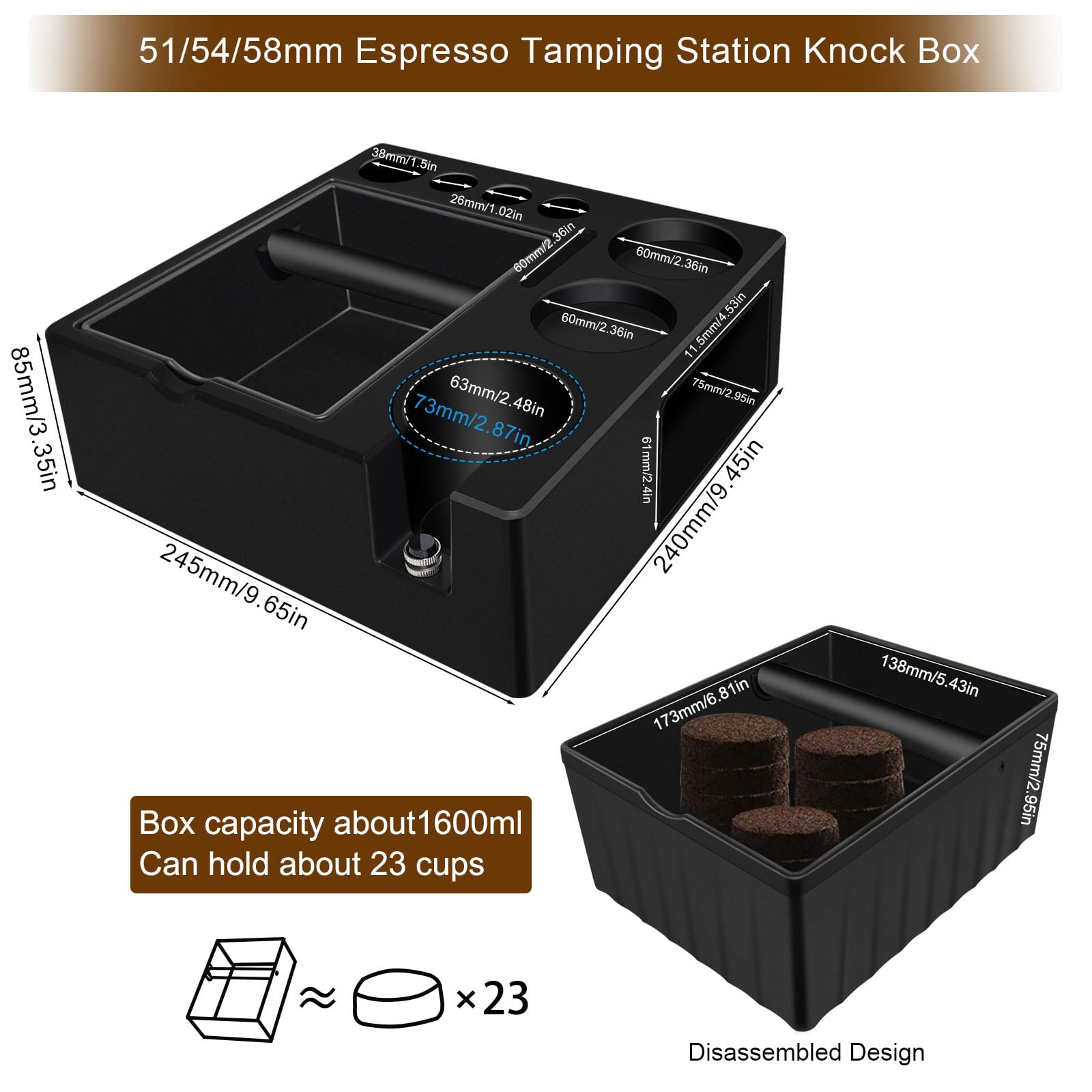 NMW earthmone cubo descarte desmontable facilita la limpieza tras preparar espresso