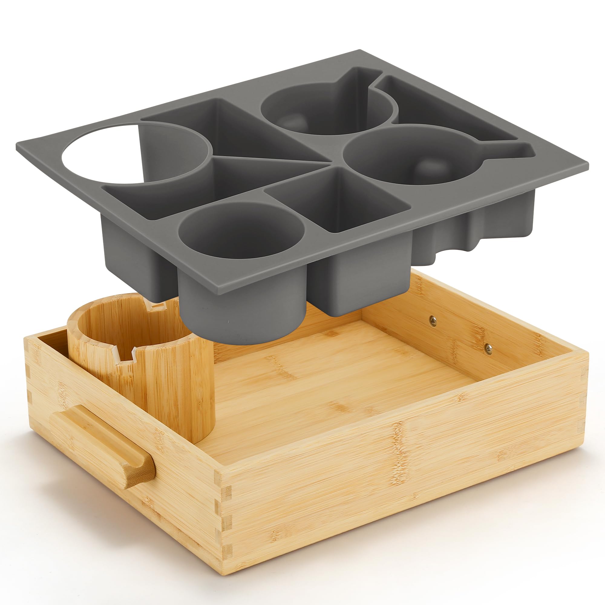 Bandeja Nnewvante de bambú con recubrimiento de silicona libre de BPA.