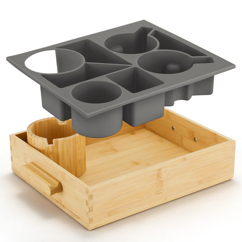 Bandeja Nnewvante de bambú con recubrimiento de silicona libre de BPA.