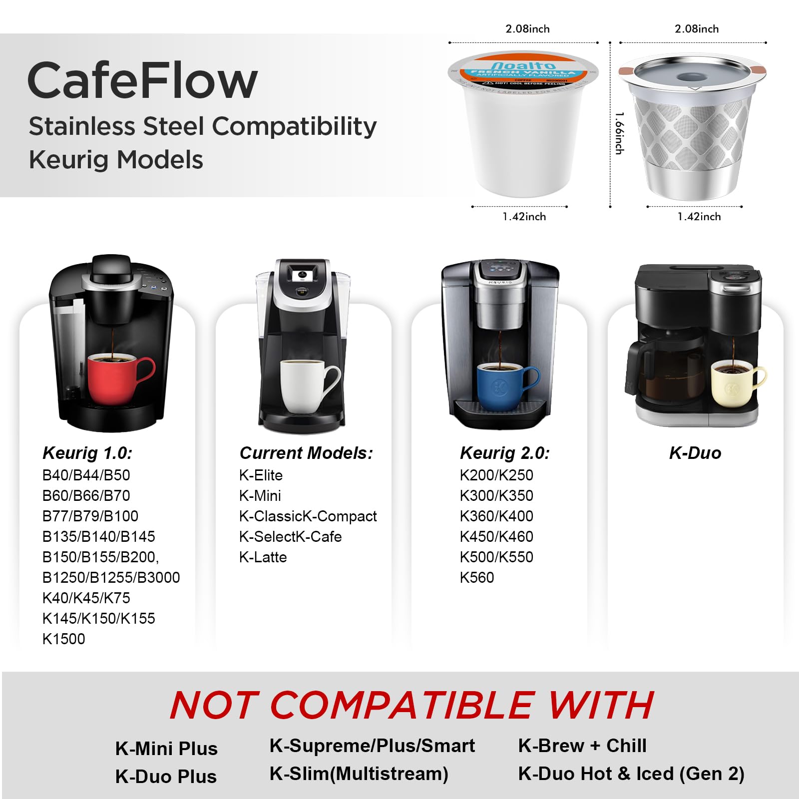 NOALTO K-Cup de acero inoxidable conserva aceites naturales del café.