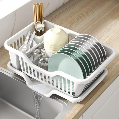 Noamus escurridor de platos de dos piezas compacto y práctico para uso diario.
