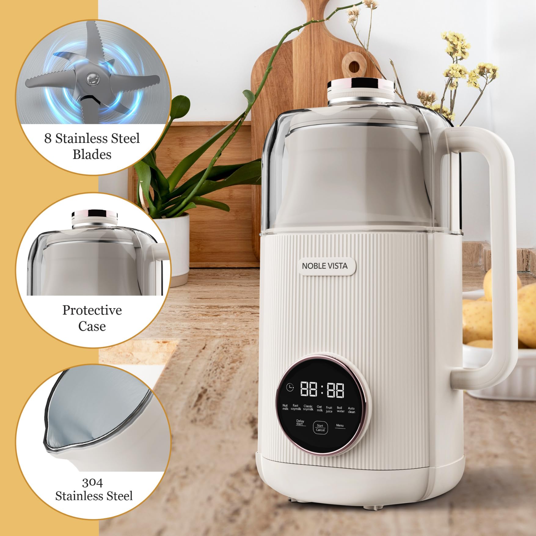 NOBLE VISTA: bolsas para leche de nuez y colador para textura suave.