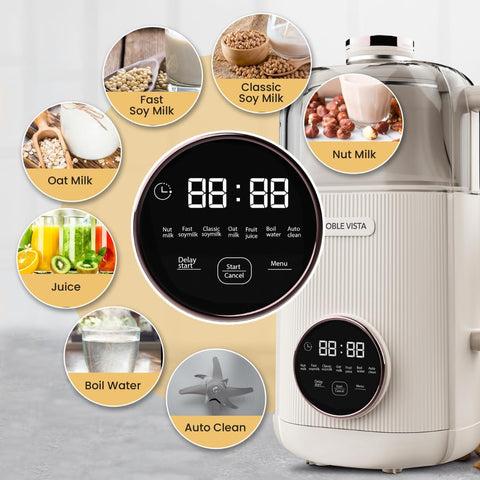 NOBLE VISTA: cuerpo de acero inoxidable y cuchillas para mezcla homogénea.