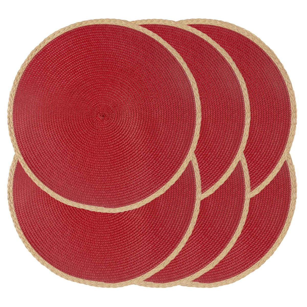 Noctiflorous manteles individuales rojos redondos de 15 pulgadas, protección elegante para cada comida.