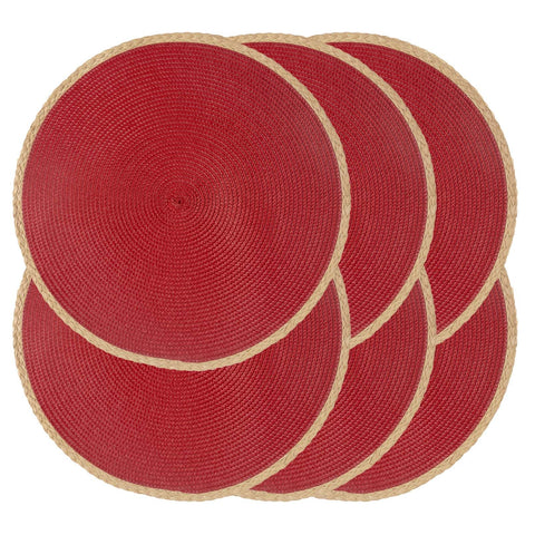 Noctiflorous manteles individuales rojos redondos de 15 pulgadas, protección elegante para cada comida.