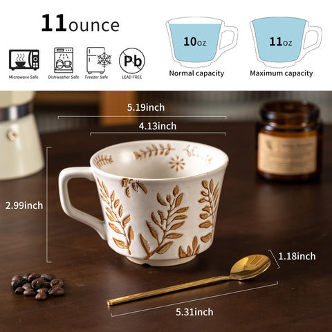 Noevany tazas cerámicas 11oz aptas para lavavajillas, limpieza fácil