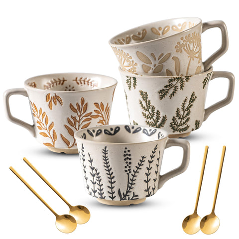 Noevany tazas cerámicas 11oz con cuchara, ideal para despertar el día con café