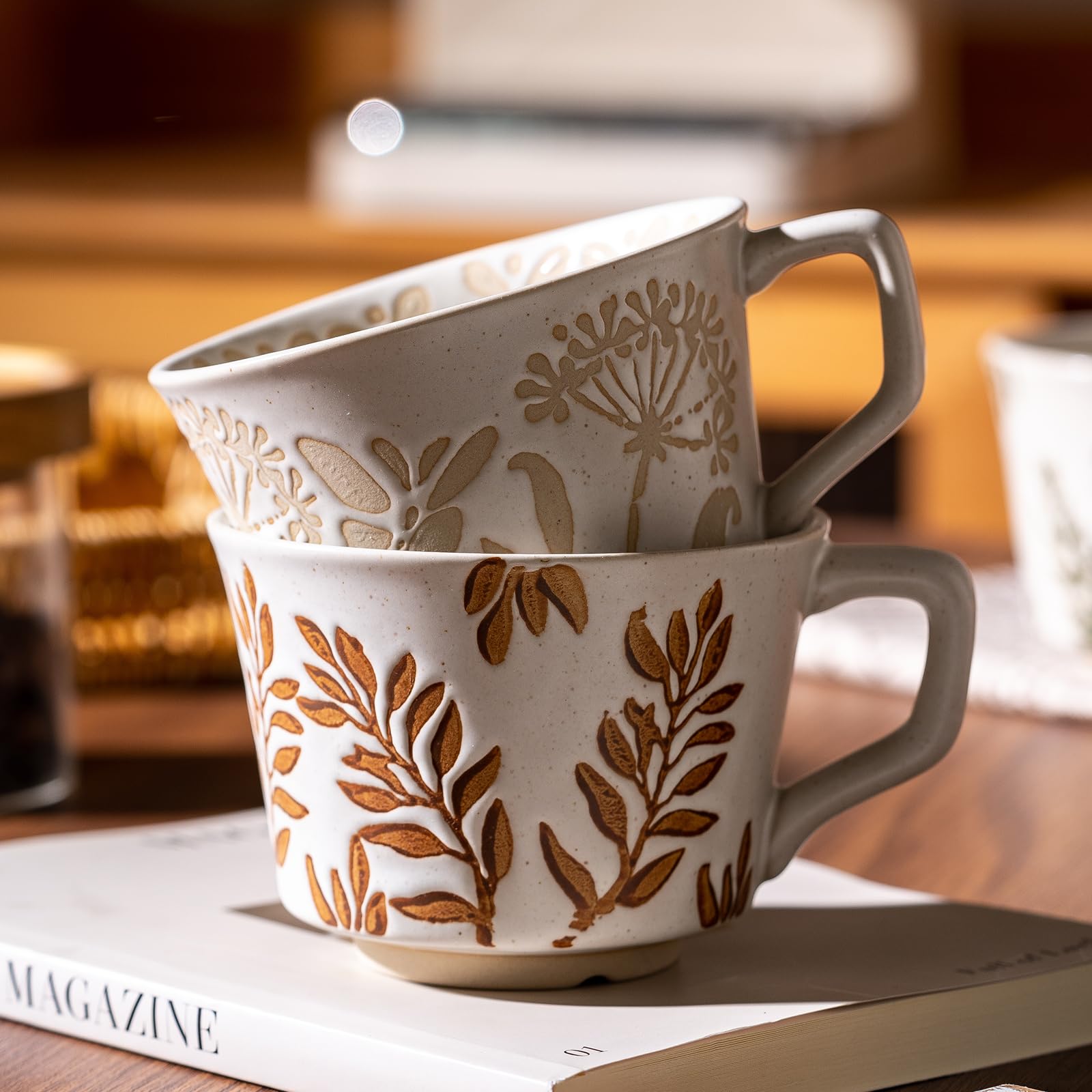 Noevany tazas cerámicas 11oz aptas para microondas y conservar calor