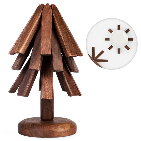 Trivets Nogal Negro: conjunto de salvamanteles en forma de árbol para decorar la mesa.