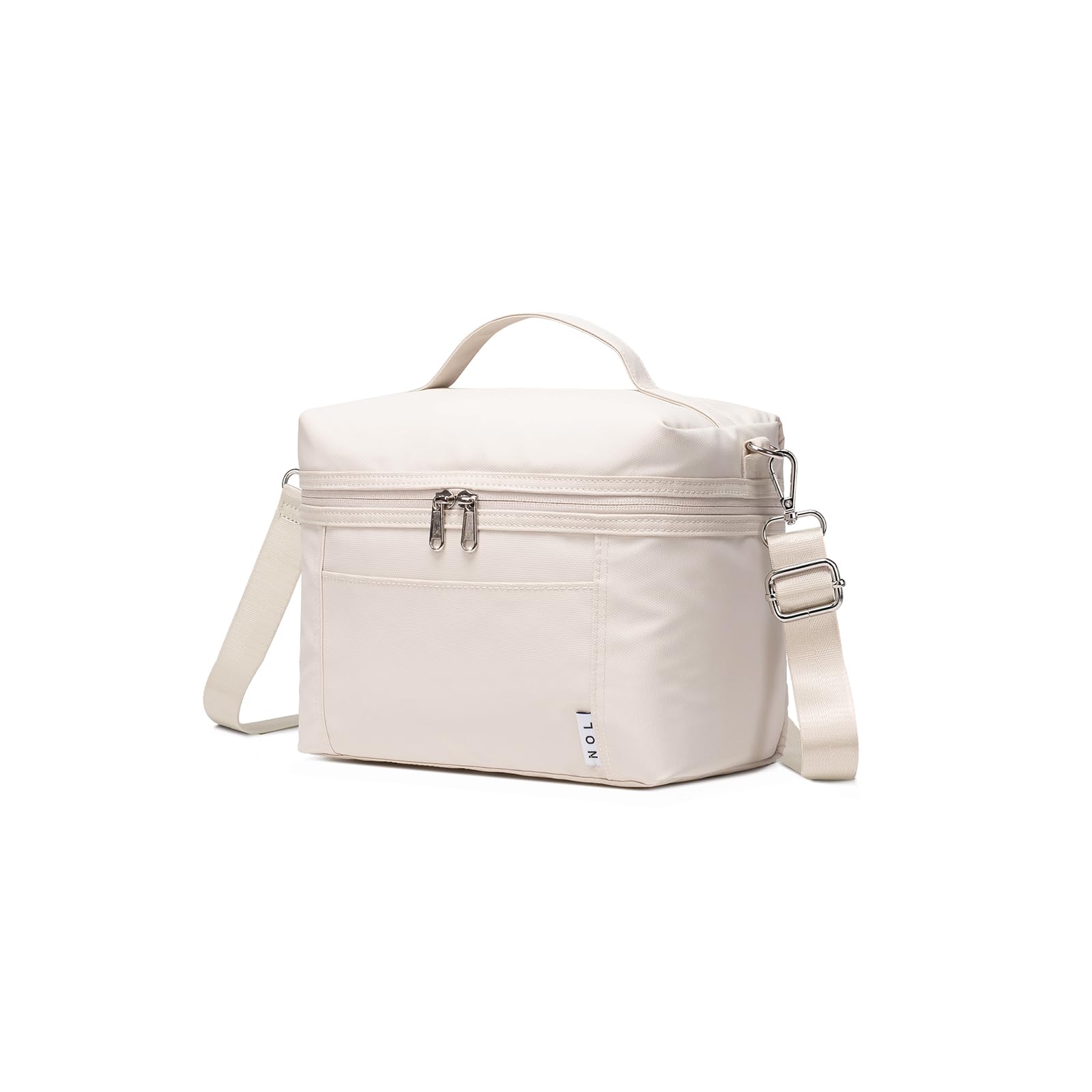 NOL bolsa de almuerzo pequeña crema con forro aislante y nylon impermeable.