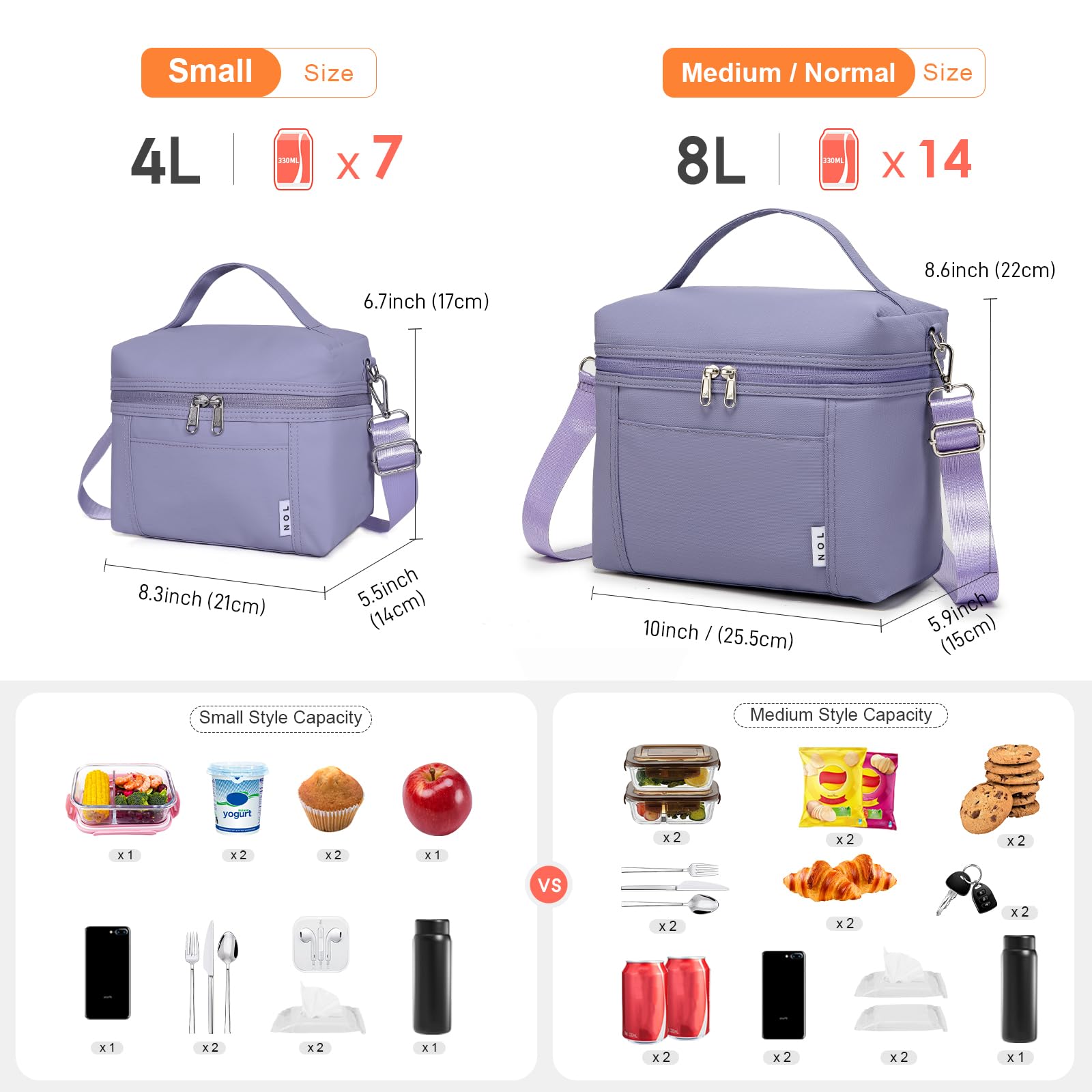 NOL bolsa de almuerzo aislada rosa claro, dorso práctica para transportar.