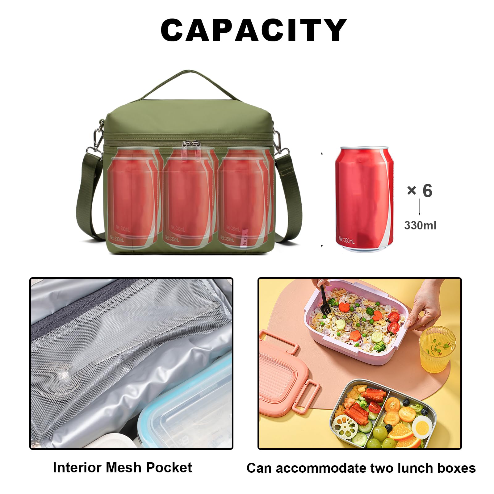 NOL bolsa de almuerzo, correa ajustable para transporte cómodo.