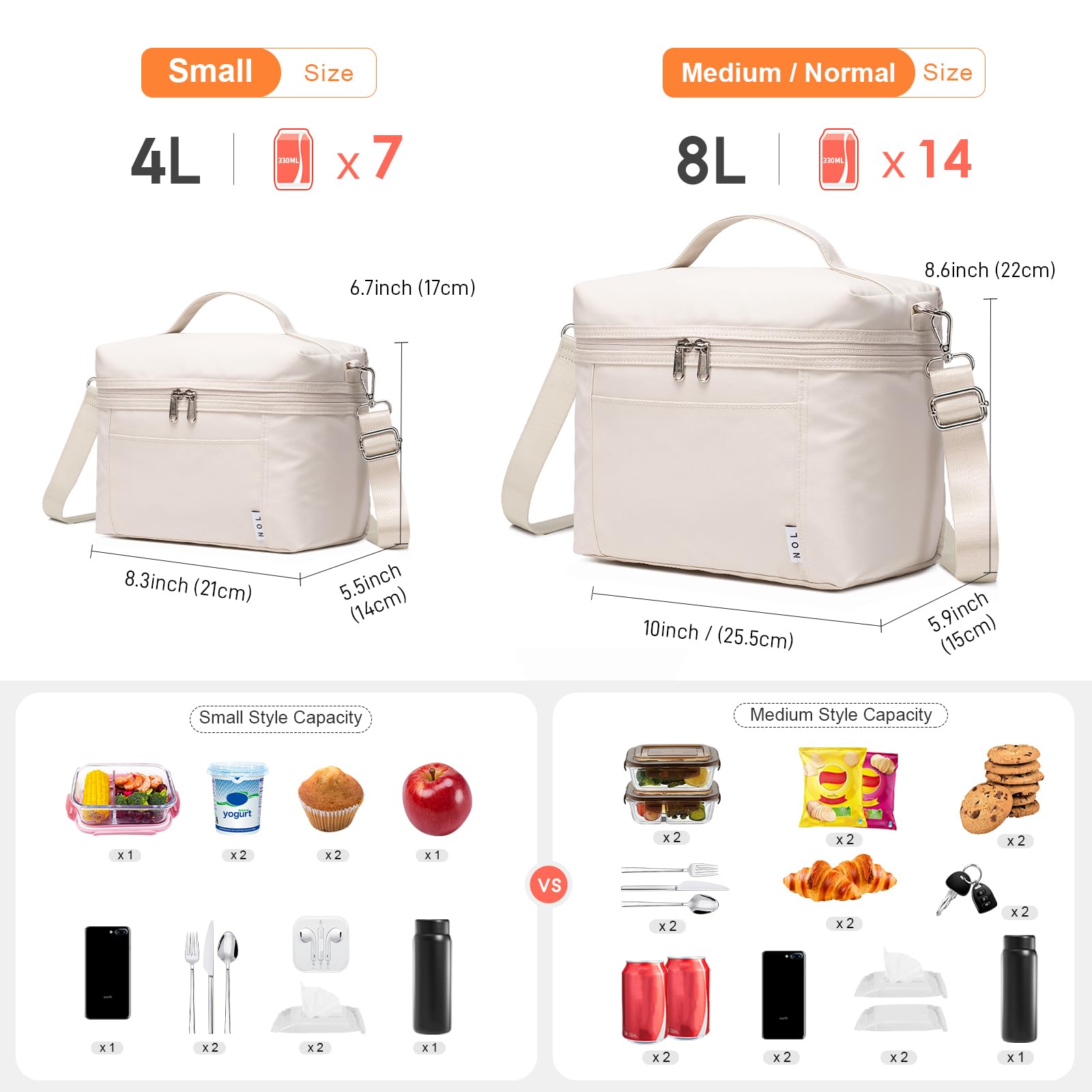 Interior de la bolsa NOL con bolsillo malla para napkins, llaves o móvil.