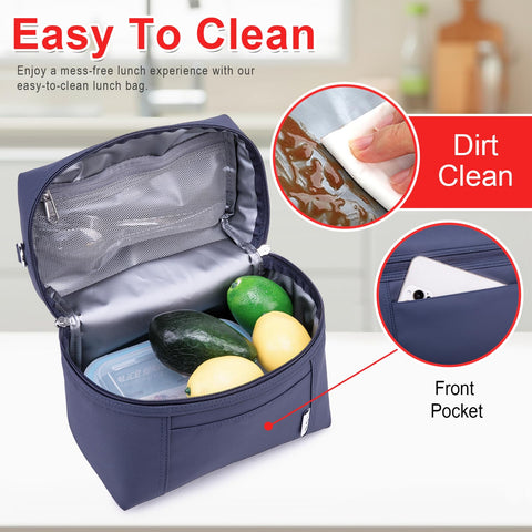 NOL bolsa de almuerzo navy, bolsillo interior para llaves y teléfono