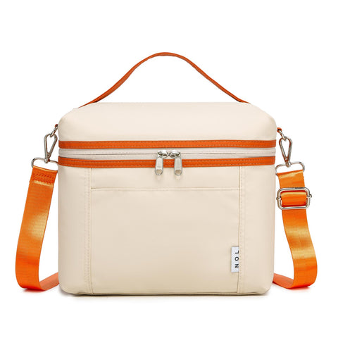 Bolsa aislada NOL crema-naranja exterior impermeable, ideal para uso diario en trabajo.