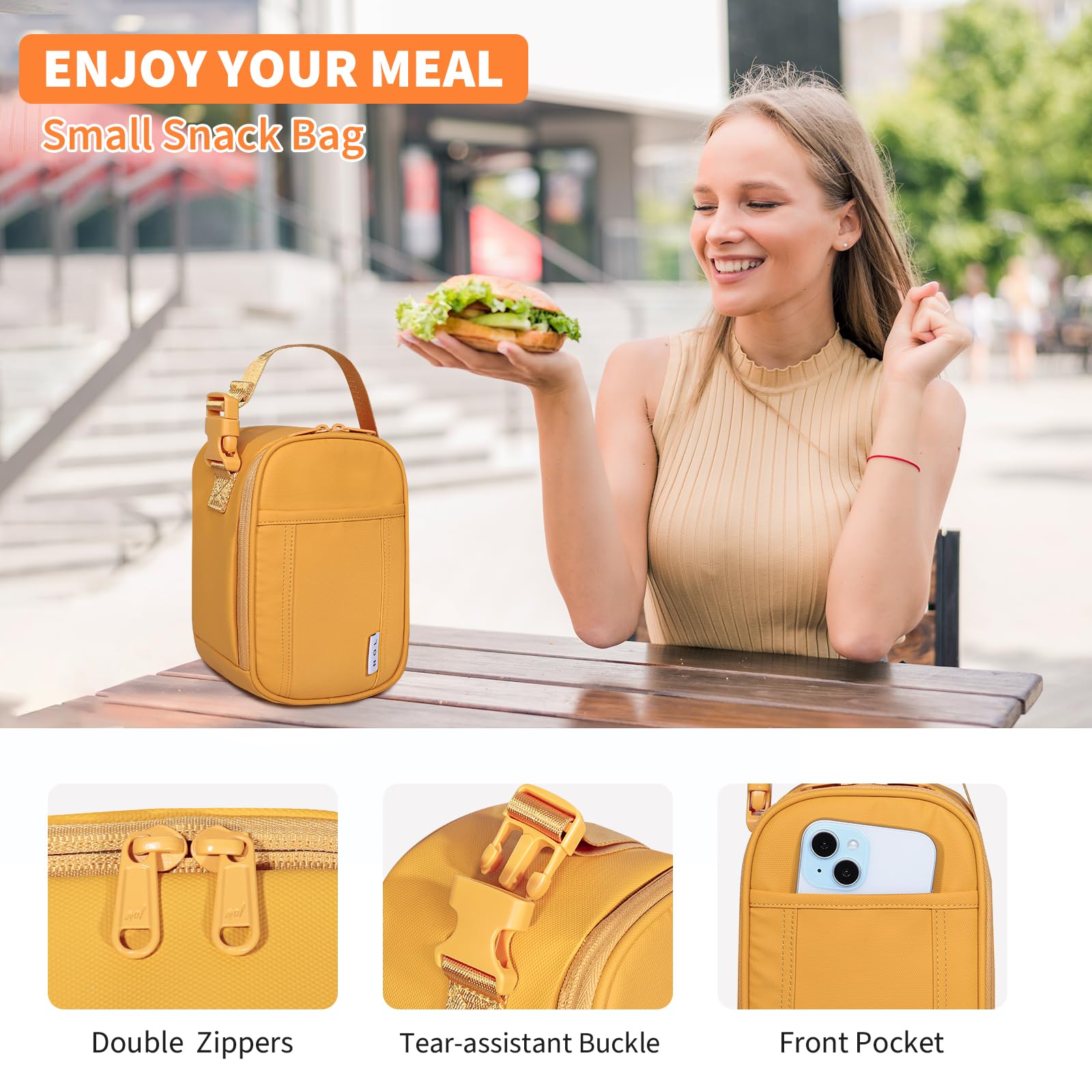 NOL Natural Organic Lifestyle bolsa-almuerzo bolsillo delantero: espacio para servilletas o llaves