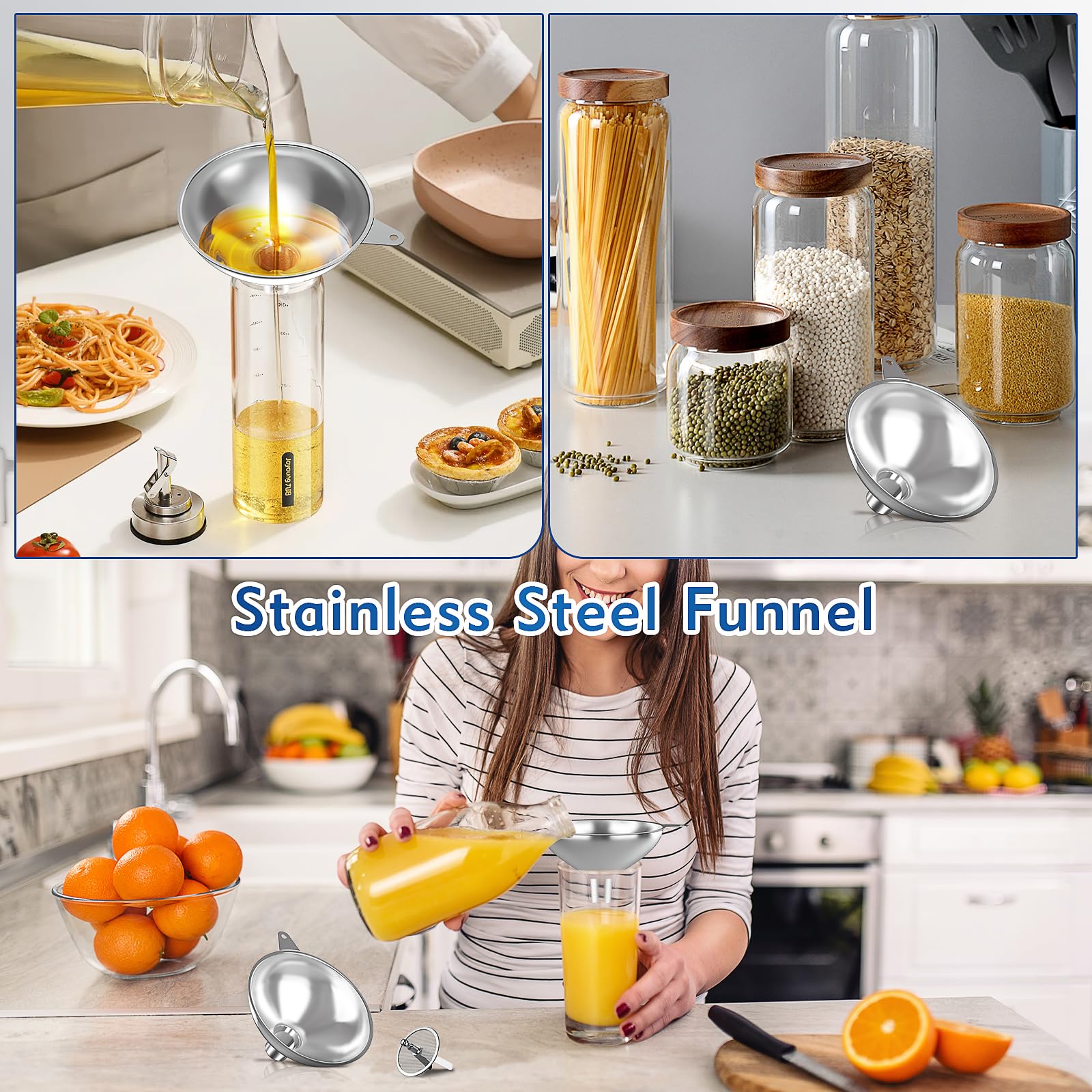 Nomatox embudo con mango ergonómico para agarre firme al verter.