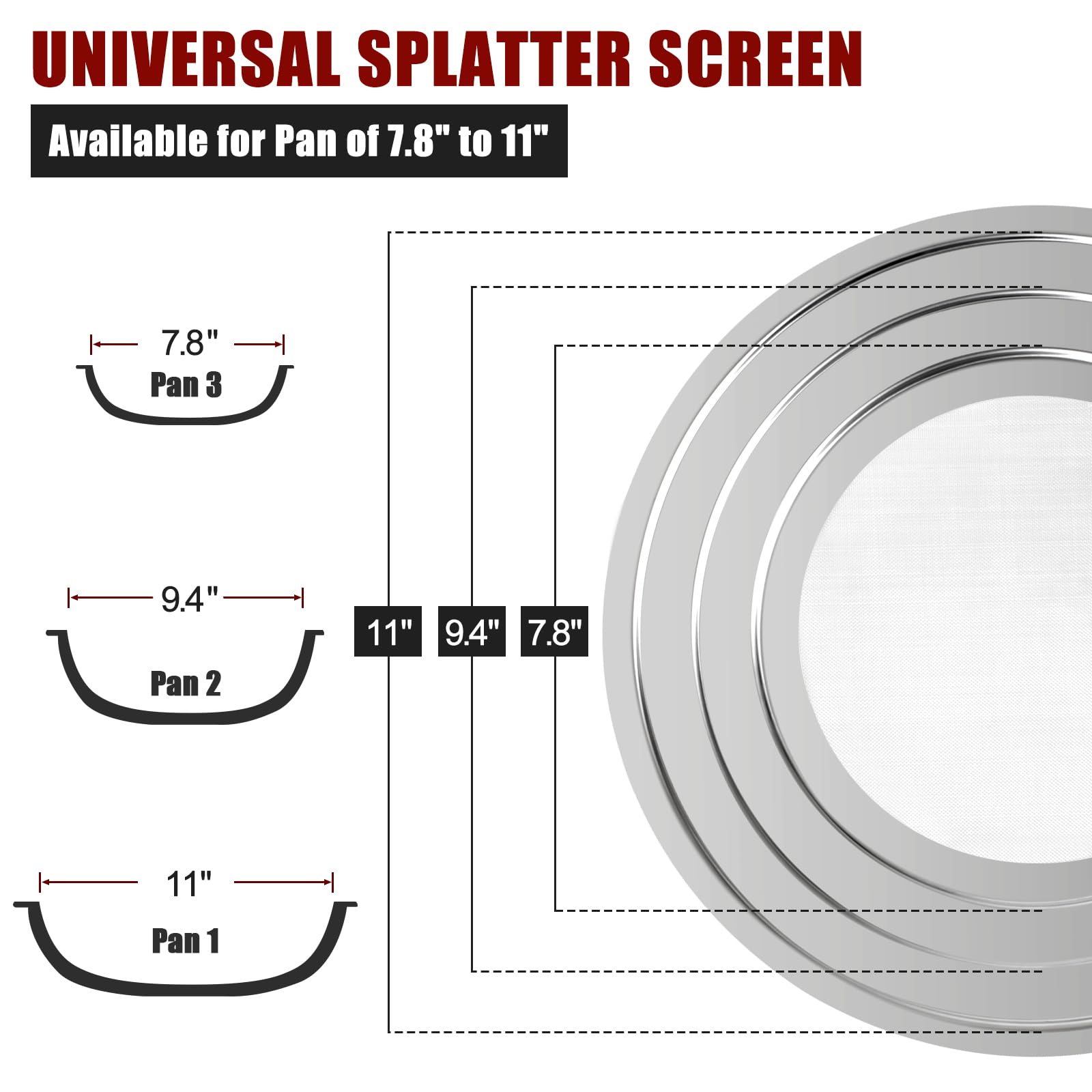 Nonley ajuste universal para sartenes de 9 a 11 pulgadas en la cocina