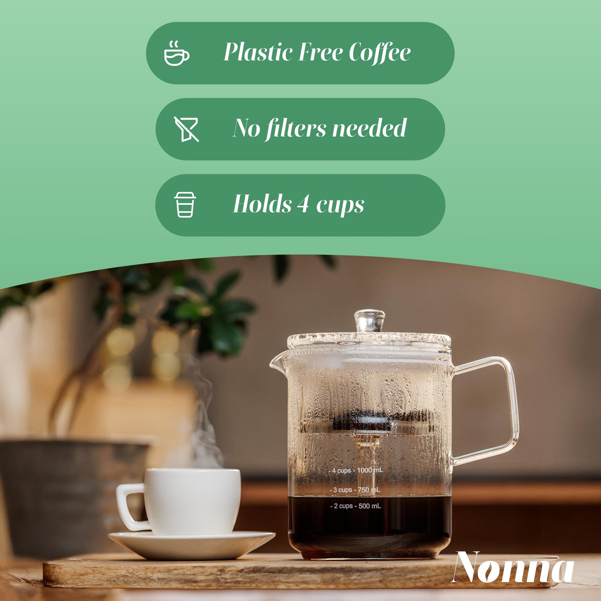 NONNA 2.0 cesto de café de acero inoxidable, preparado sin plásticos para mayor pureza