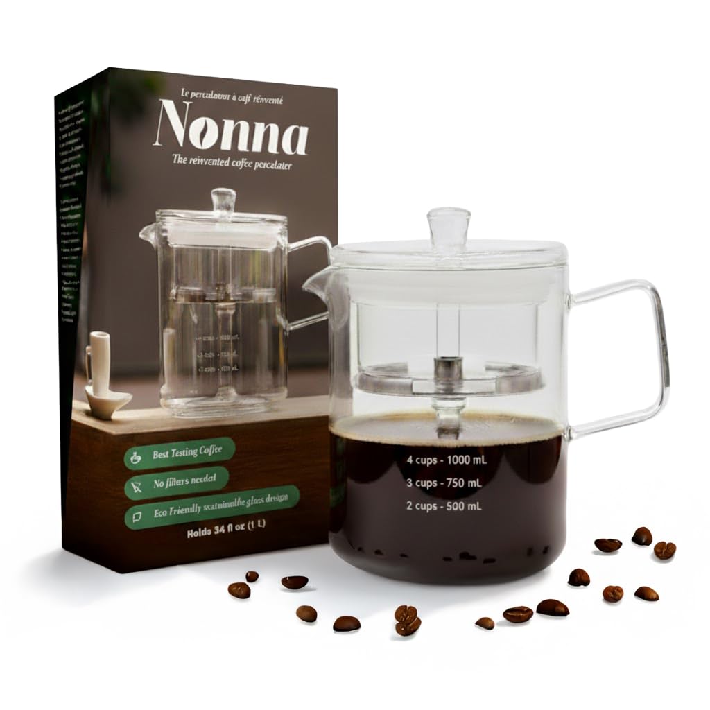 NONNA 2.0 percolador de cristal para estufa, disfruta café intenso en casa