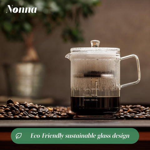 NONNA 2.0 vaso de cristal resistente al calor, sabor seguro en cada extracción
