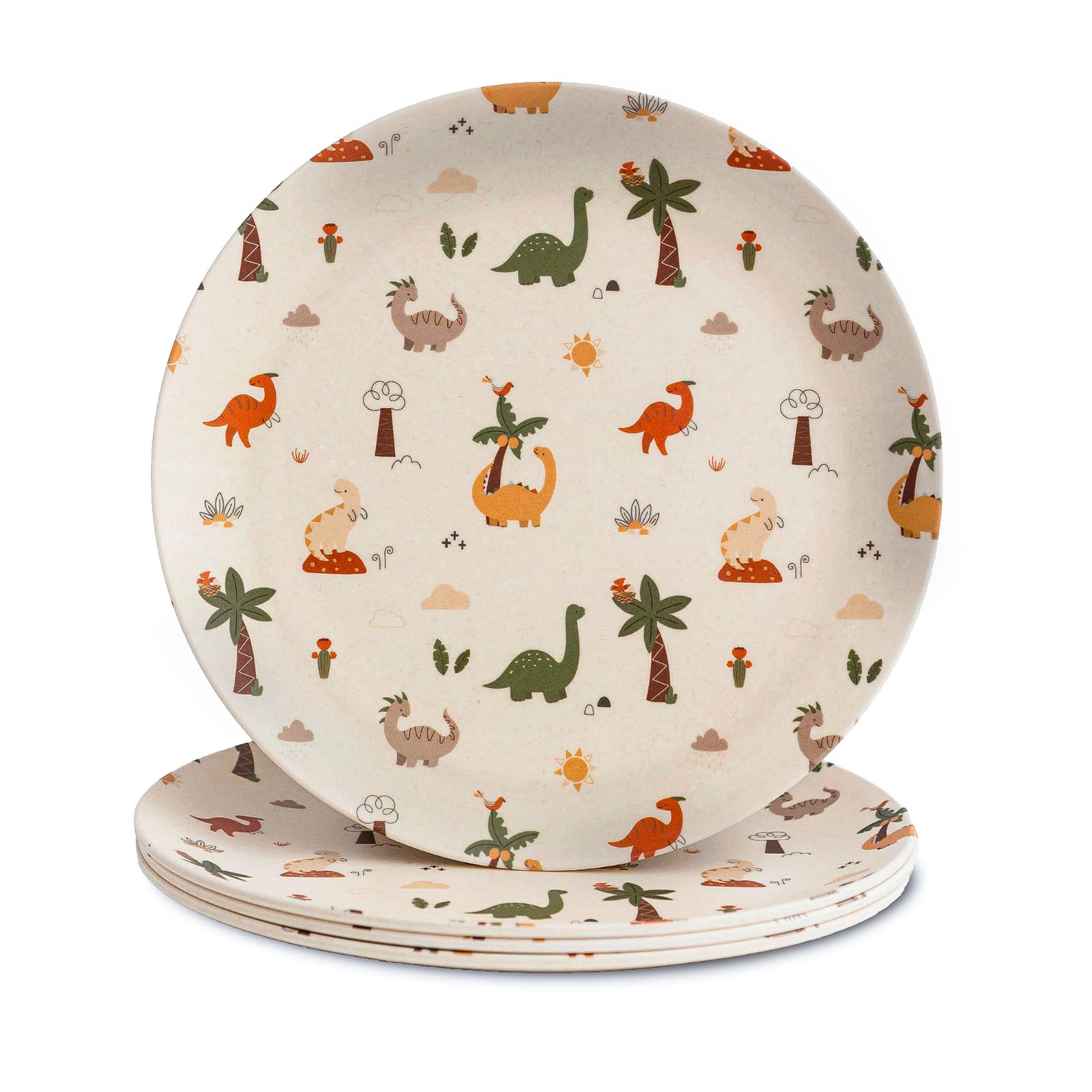 Plato de bambú Nook Theory Dino 8 para comidas infantiles duraderas y seguras
