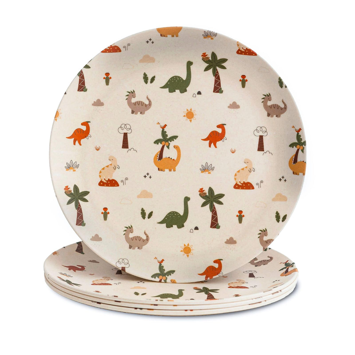 Plato de bambú Nook Theory Dino 8 para comidas infantiles duraderas y seguras