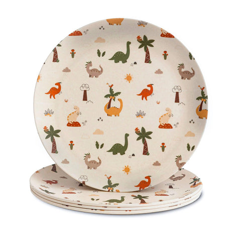 Plato de bambú Nook Theory Dino 8 para comidas infantiles duraderas y seguras