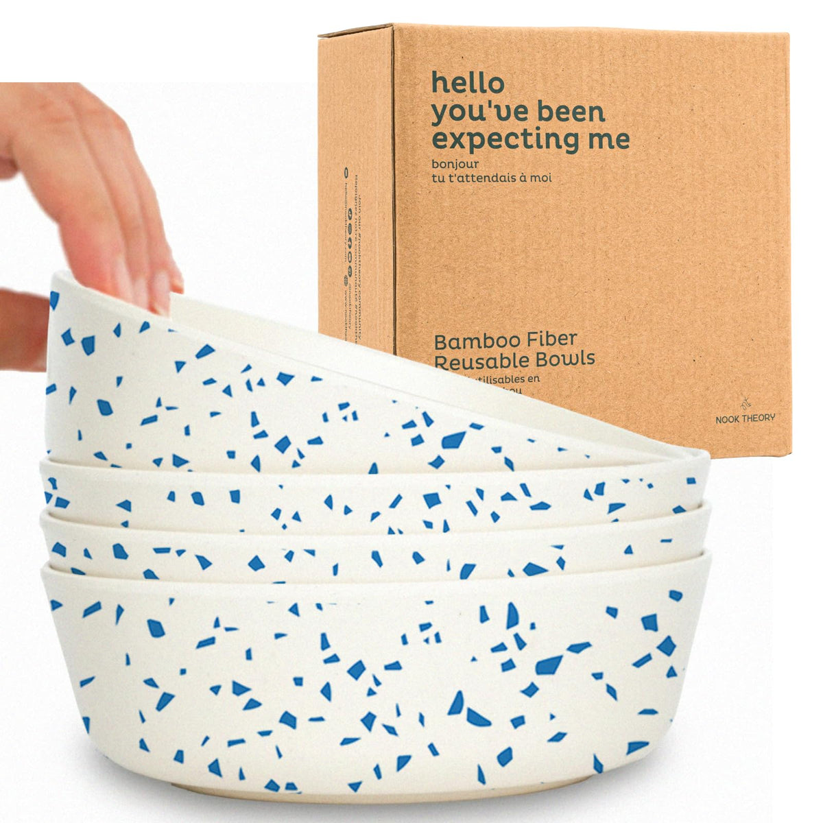 Tazones Nook Theory 18oz terrablue, 4-unidades, aptos para uso diario.