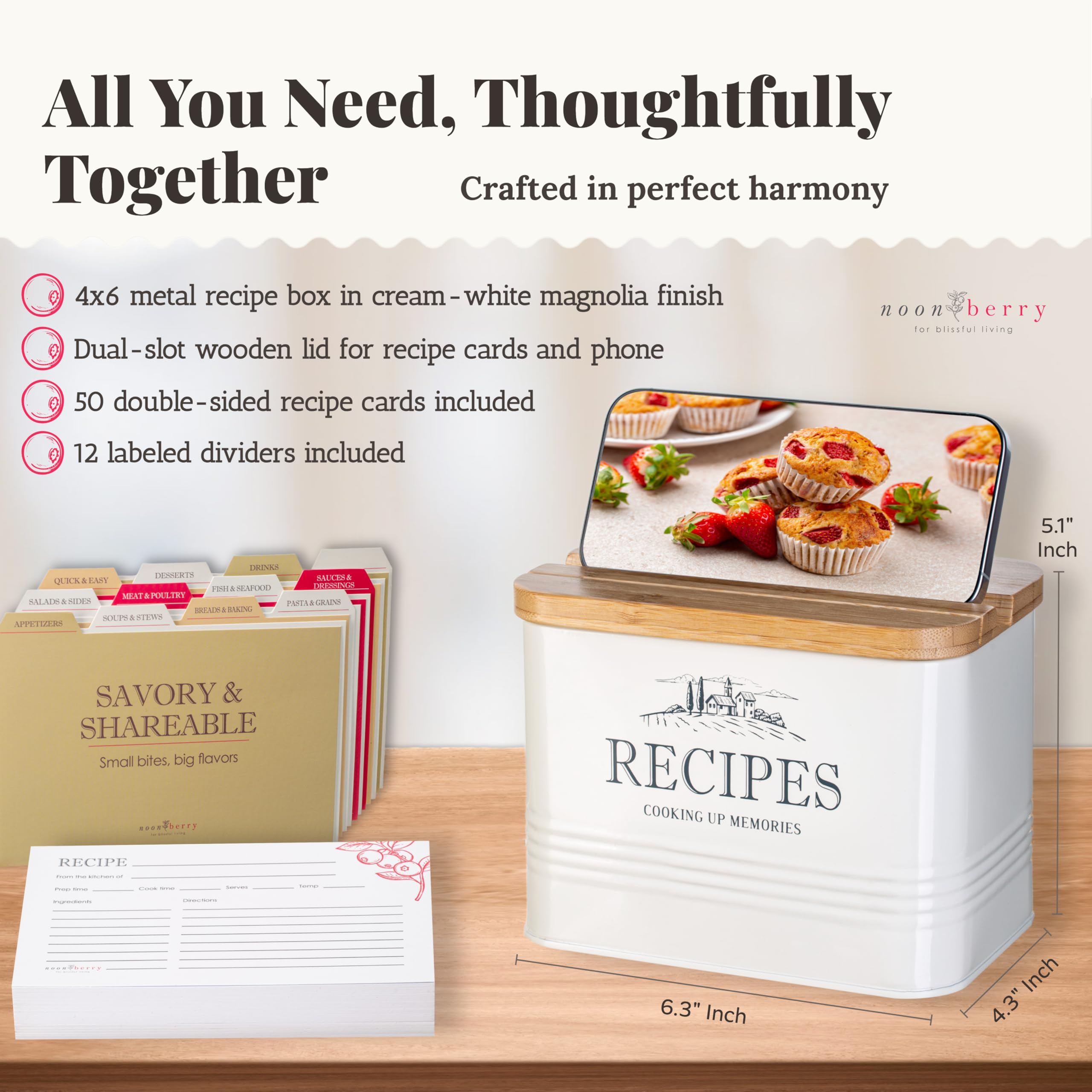 noonberry tarjetas de recetas de doble cara para guiar cada plato con claridad