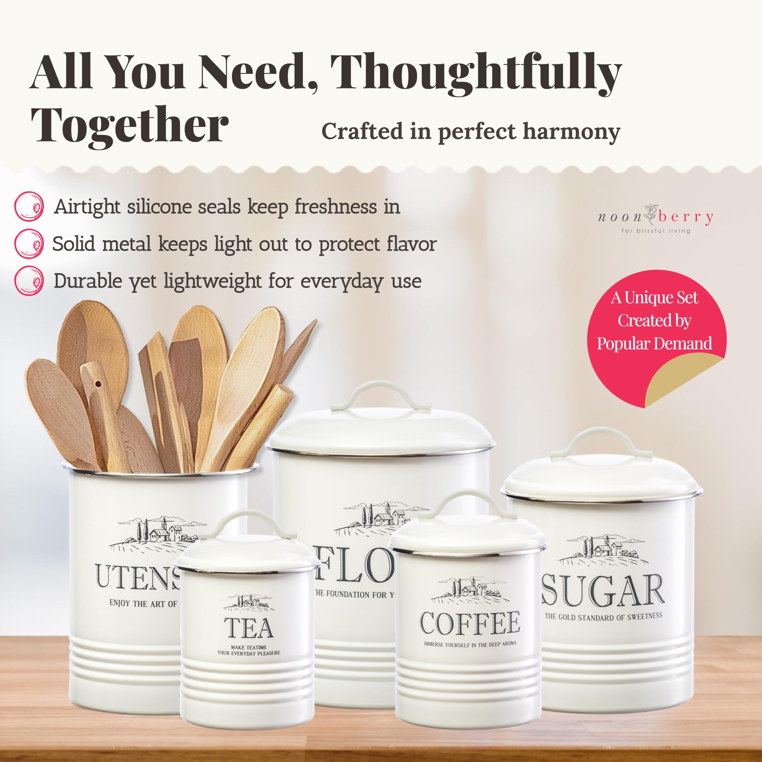 noonberry contenedor azúcar crema Magnolia ayuda a mantenerla seca y fresca