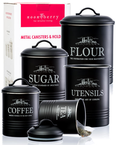 Noonberry contenedores aire mate negro conservan ingredientes frescos y secos