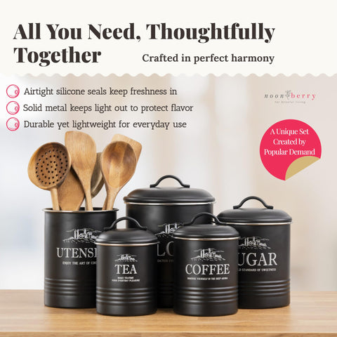 Noonberry contenedores café y té con tapa hermética para aroma duradero