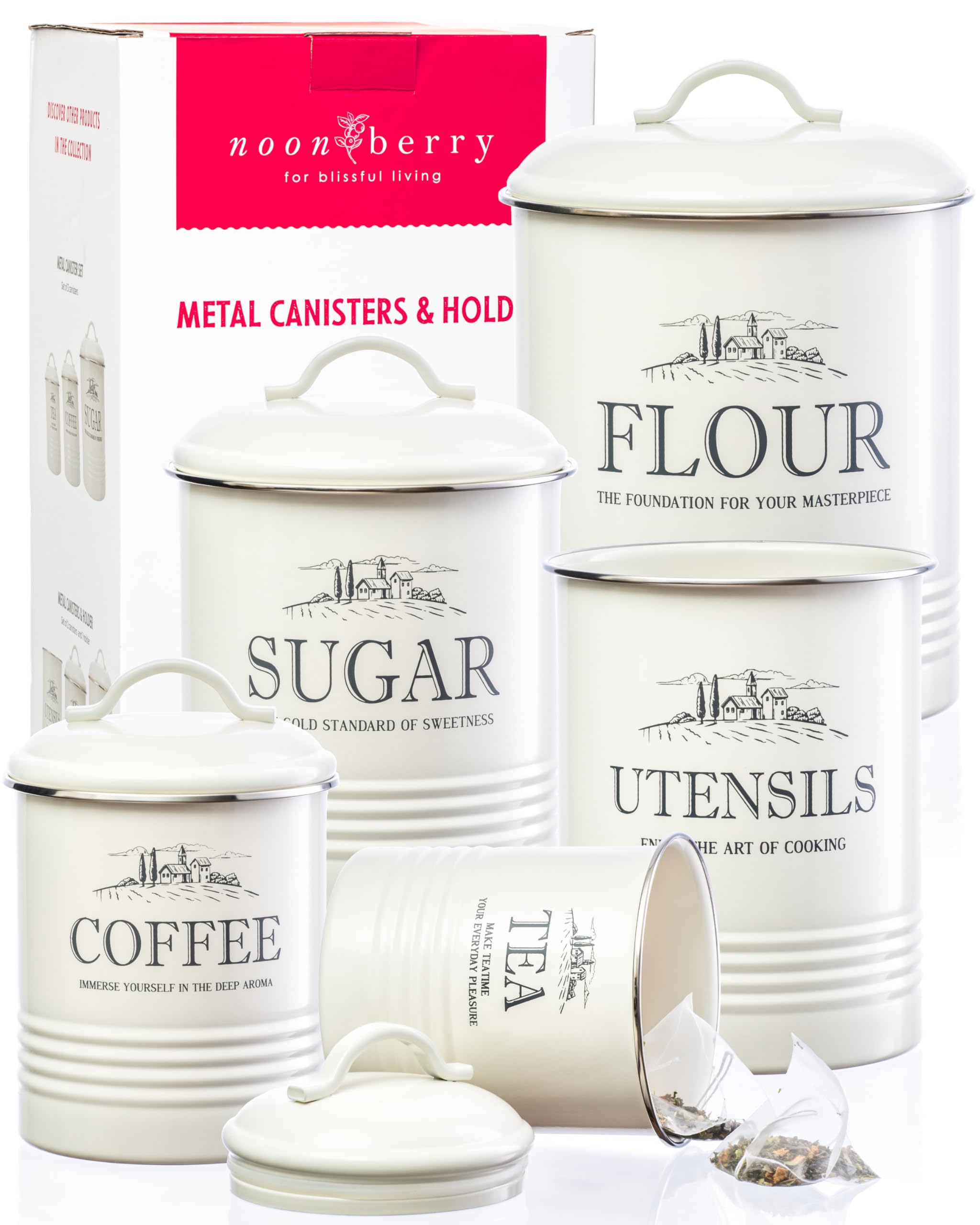 noonberry juego de contenedores de cocina 5 piezas crema Magnolia para organización diaria