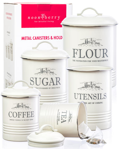 noonberry juego de contenedores de cocina 5 piezas crema Magnolia para organización diaria