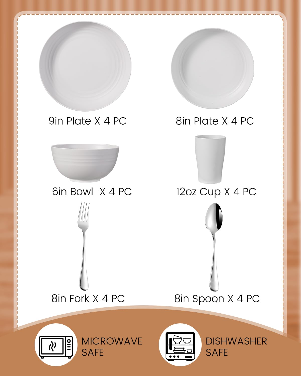 NoorooCare platos de 8in en mesa diaria, diseño cómodo y práctico.